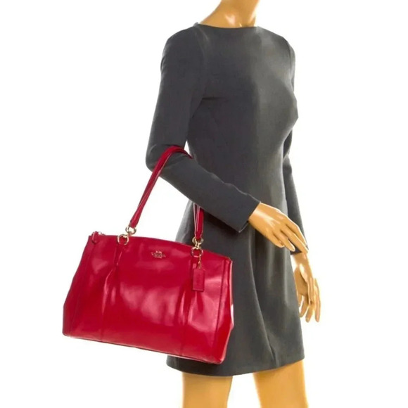 Coach Red Leather Large Christie Carryall Tote - Picture 2 of 14